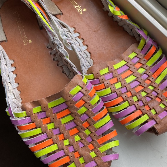 Shoedazzle faux soft leather woven neon flats - Picture 4 of 4
